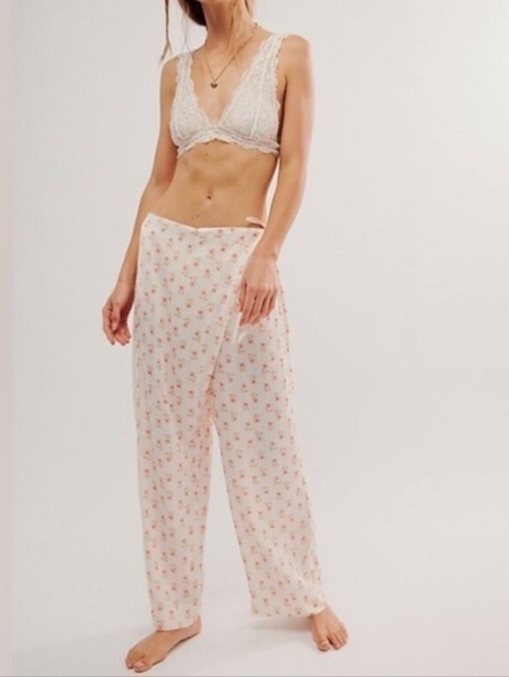 Intimately Free People First Choice Lounge Pants L NWOT Floral Wrap Tie Boho
